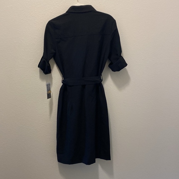 Sharagano NWT Black Short Sleeve Shirt Dress with Front Pockets - Picture 7 of 8